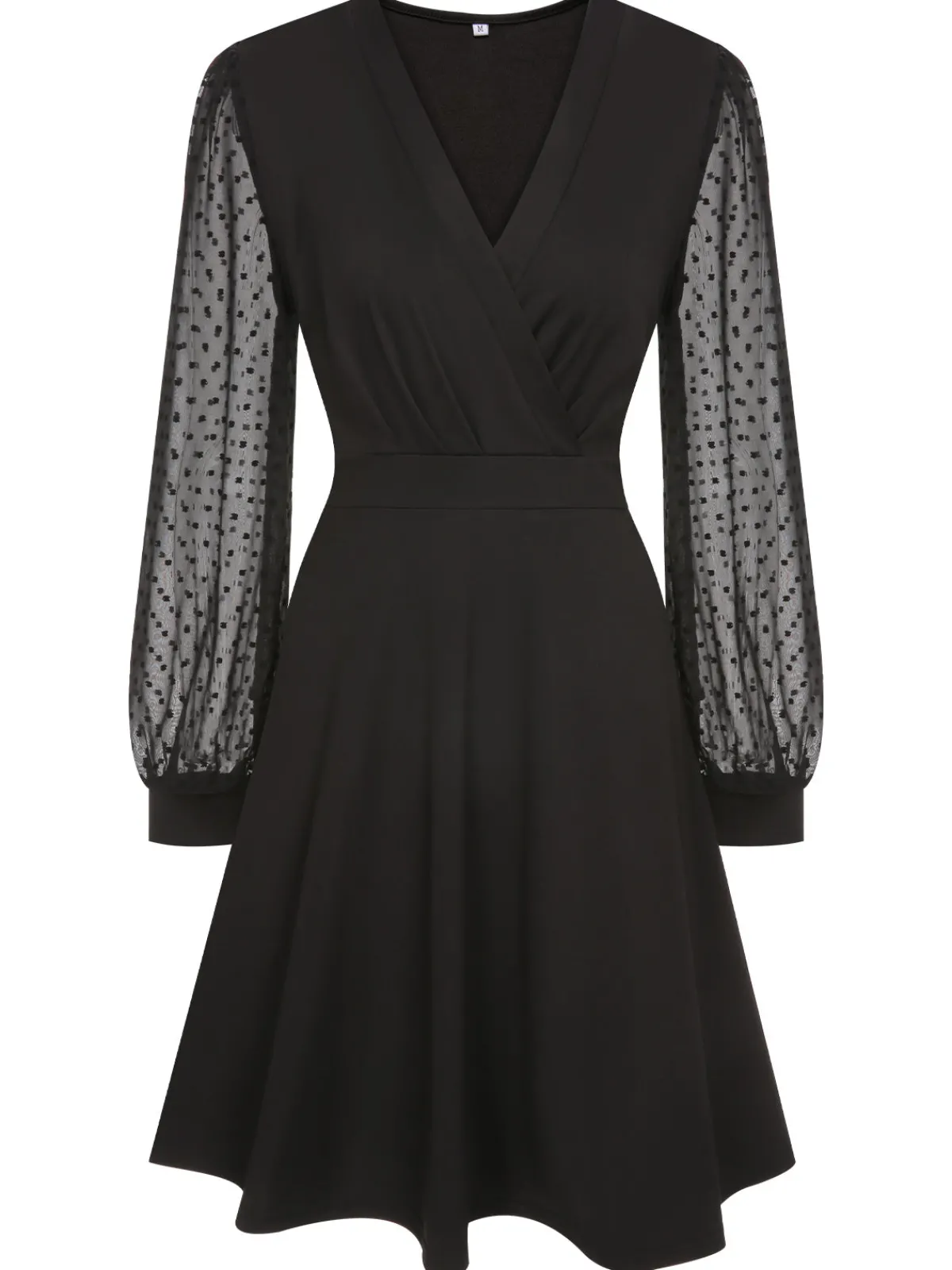 Sale Retro Stage 1950s Solid Patchwork Dress Black