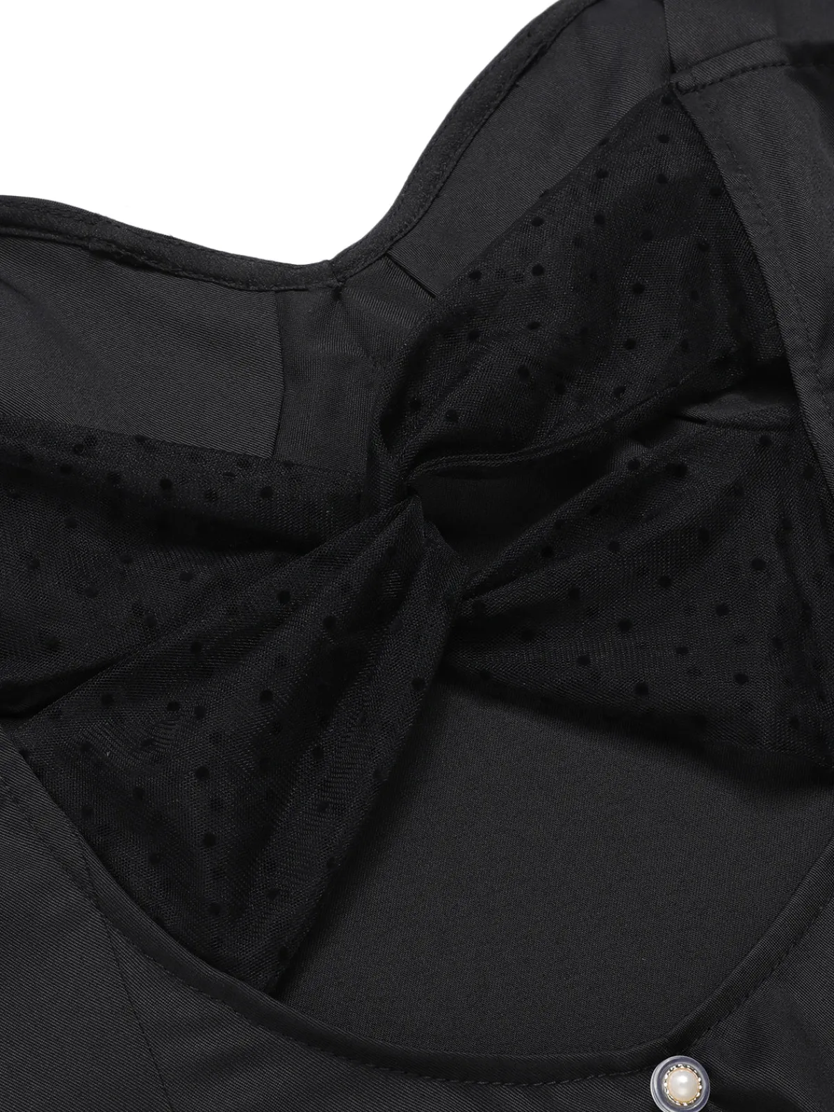Online Retro Stage 1960s Solid Pearl Buttons Suspender Dress Black