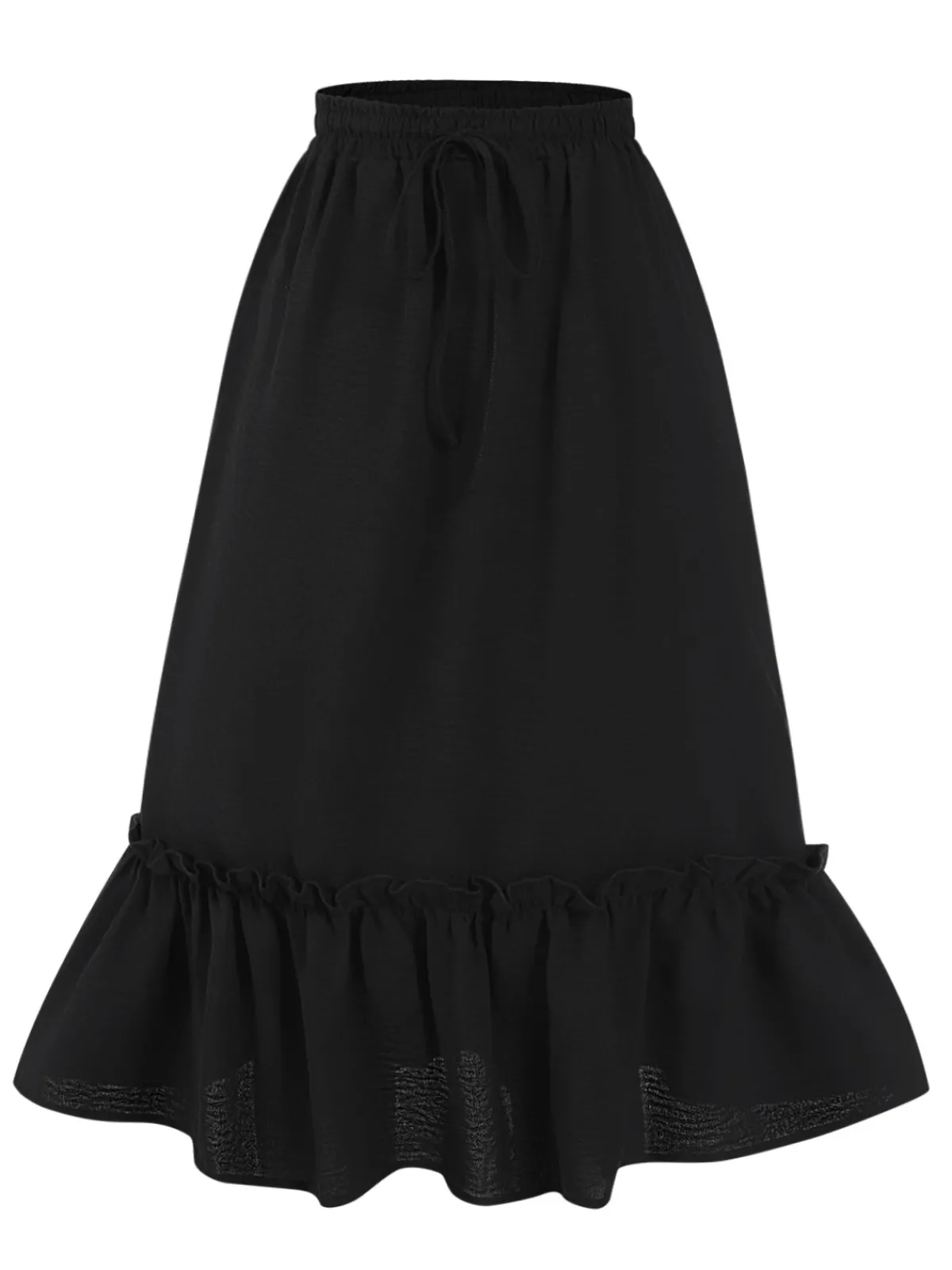 Fashion Retro Stage 1950s Solid Pleated Pockets Skirt Black