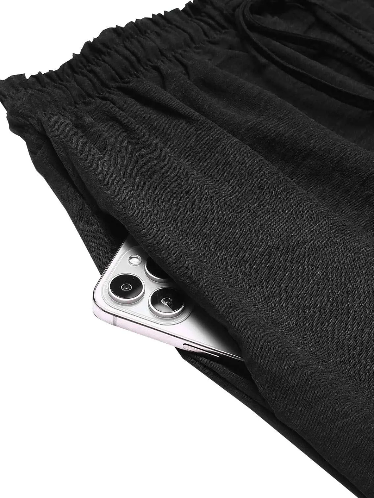 Fashion Retro Stage 1950s Solid Pleated Pockets Skirt Black