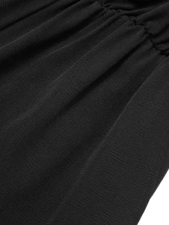 Sale Retro Stage 1930s Solid Ruffle Sleeves Belted Jumpsuit Black