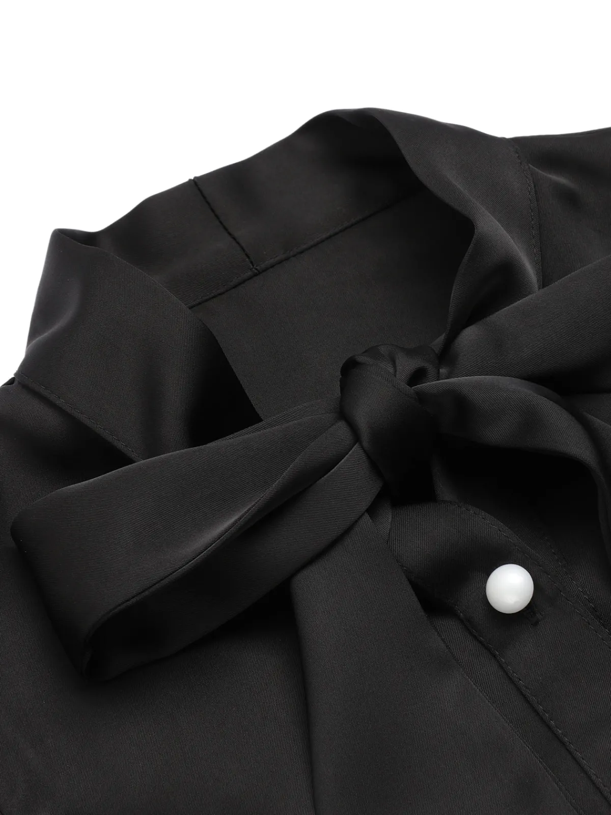 Online Retro Stage 1950s Solid Ruffled-Sleeve Blouse Black