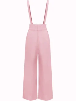 Discount Retro Stage Black 1930s Solid Suspender Pants