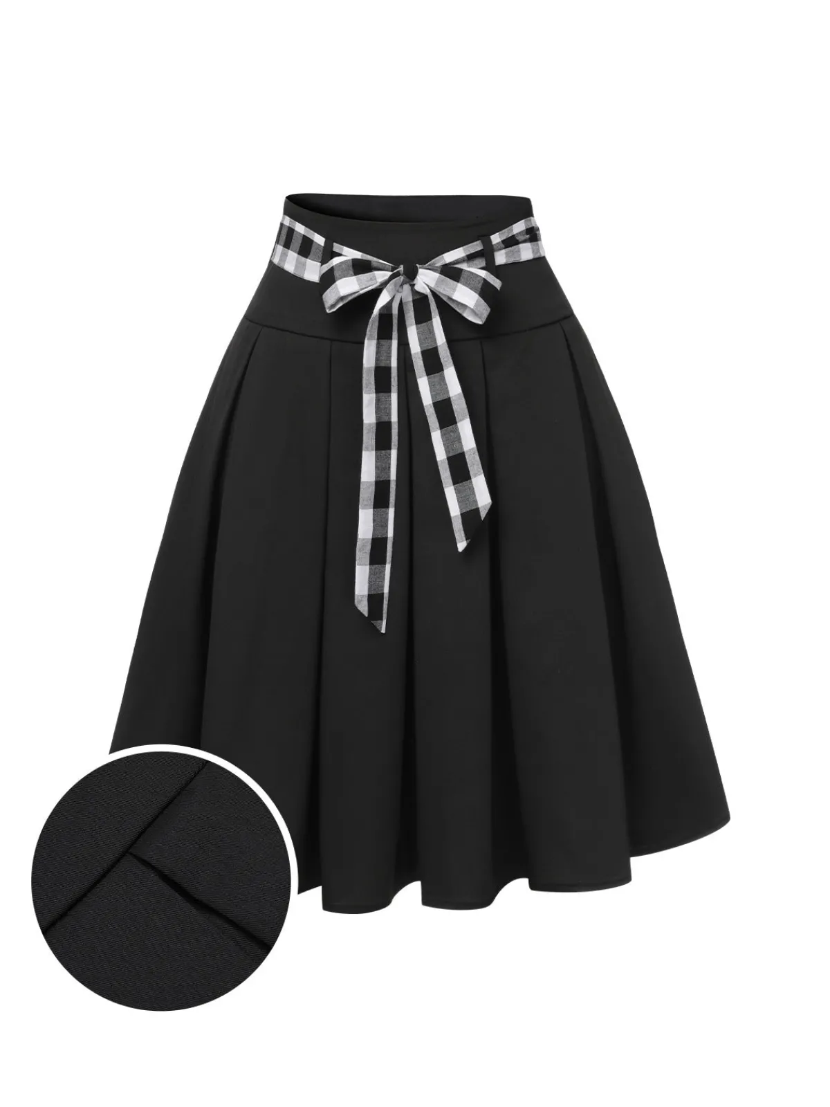 Hot Retro Stage 1950s Solid Umbrella Skirt with Belt Black
