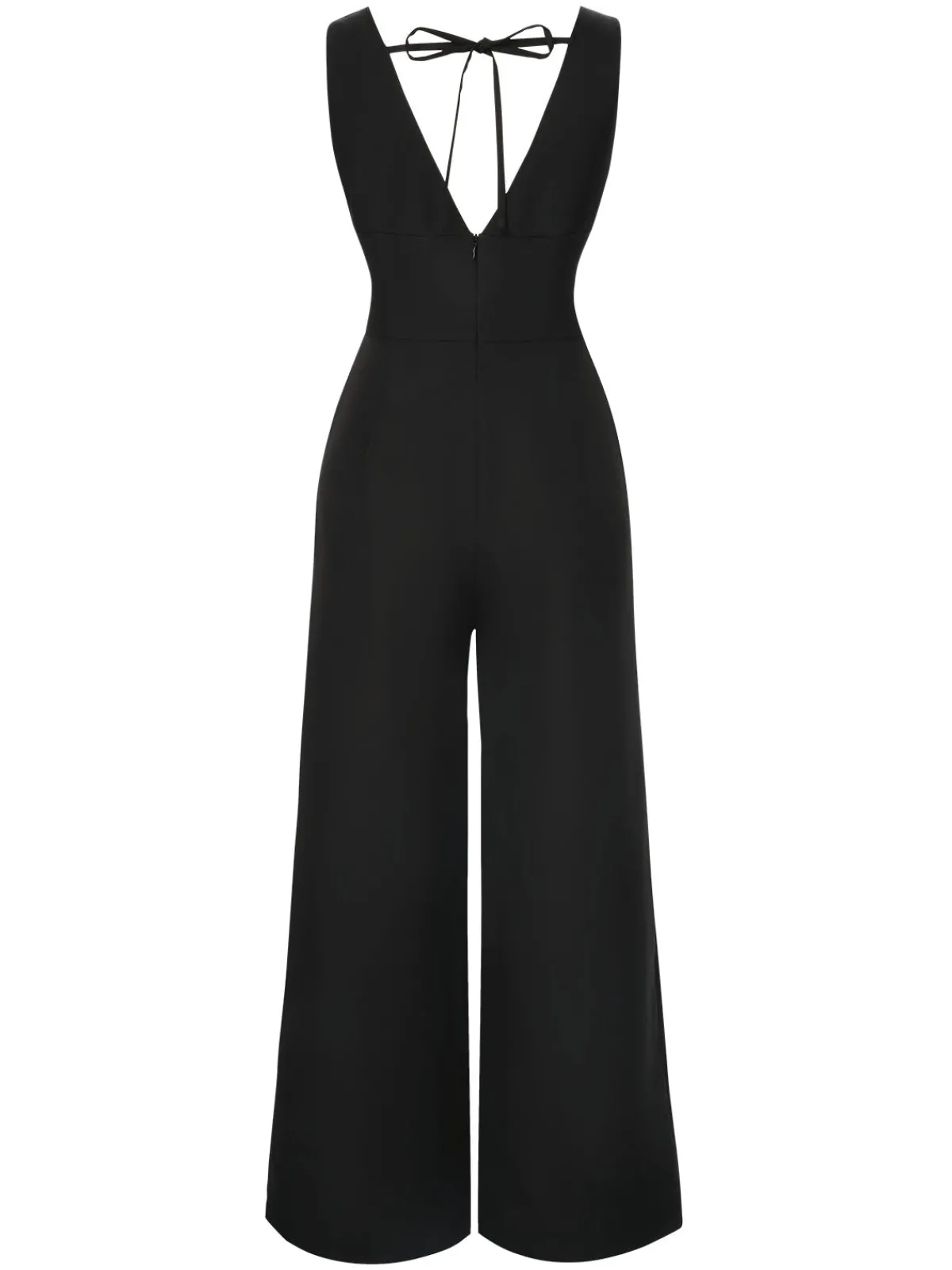 Outlet Retro Stage 1930s Solid V-Neck Butterfly Button Jumpsuit Black