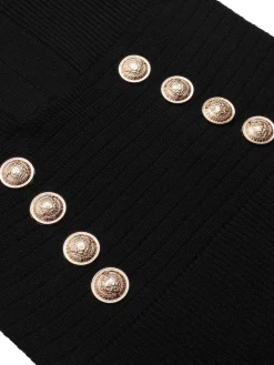 New Retro Stage Black 1960s Solid V-Neck Buttons Dress