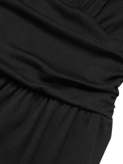 Fashion Retro Stage 1940s Solid V-Neck Jumpsuit Black