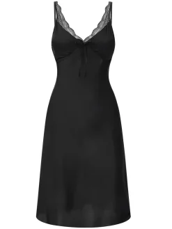 New Retro Stage Black 1950s Solid V-Neck Lace Nightgown