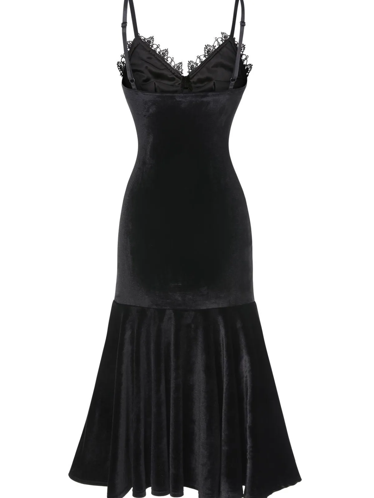 Best Retro Stage 1930s Spaghetti Strap Cross Lace Dress Black