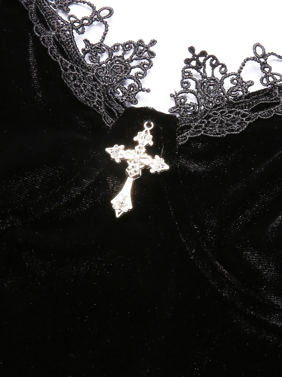 Best Retro Stage 1930s Spaghetti Strap Cross Lace Dress Black