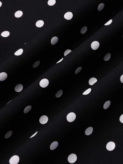 Sale Retro Stage 1930s Spaghetti Strap Polka Dots Mermaid Dress Black