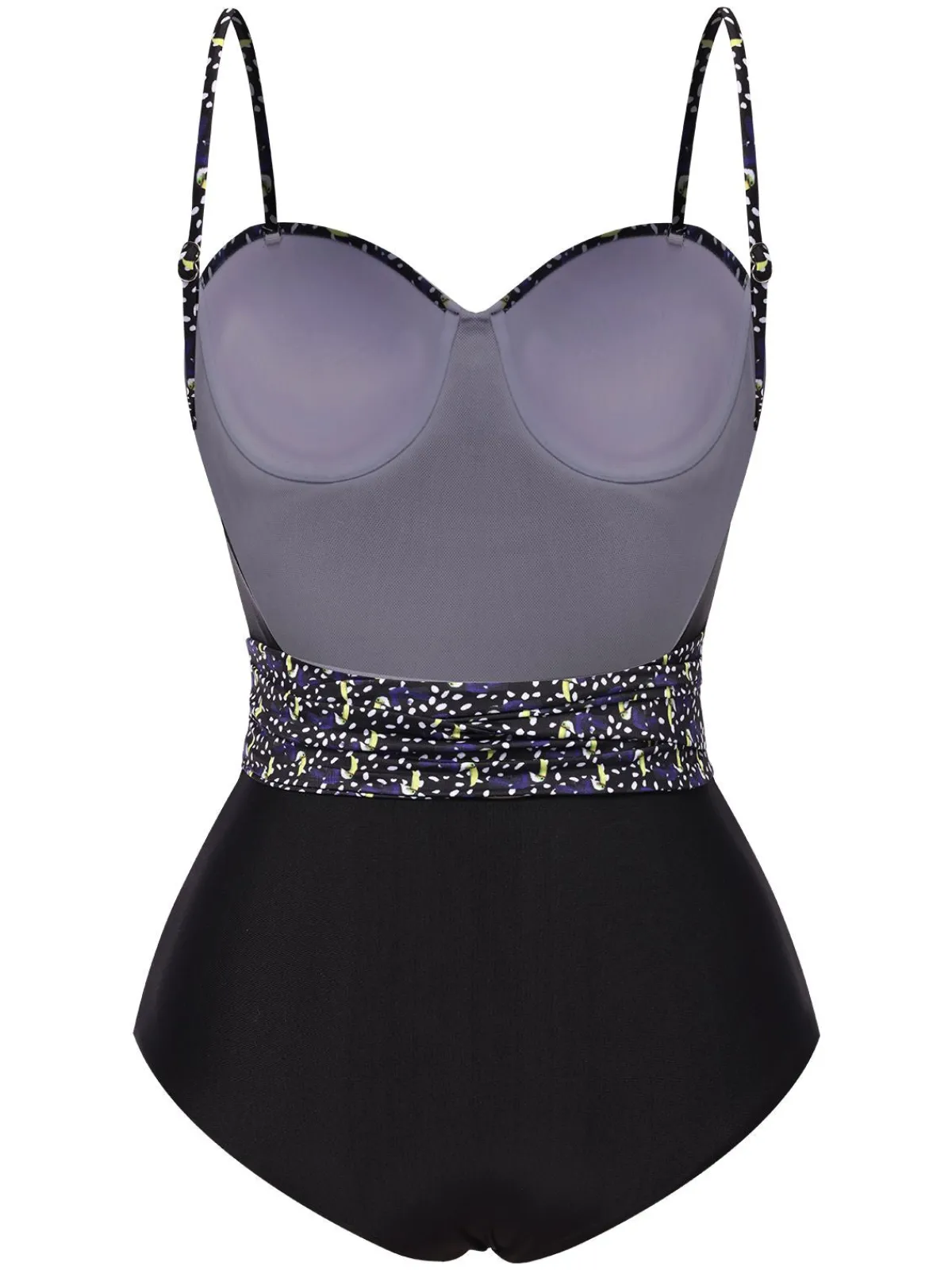 Fashion Retro Stage 1930s Spaghetti Strap Polka Dots Bow Swimsuit Black
