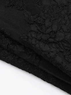 Sale Retro Stage 1950s Square Neck Lace Print Cross Bubble Dress Black