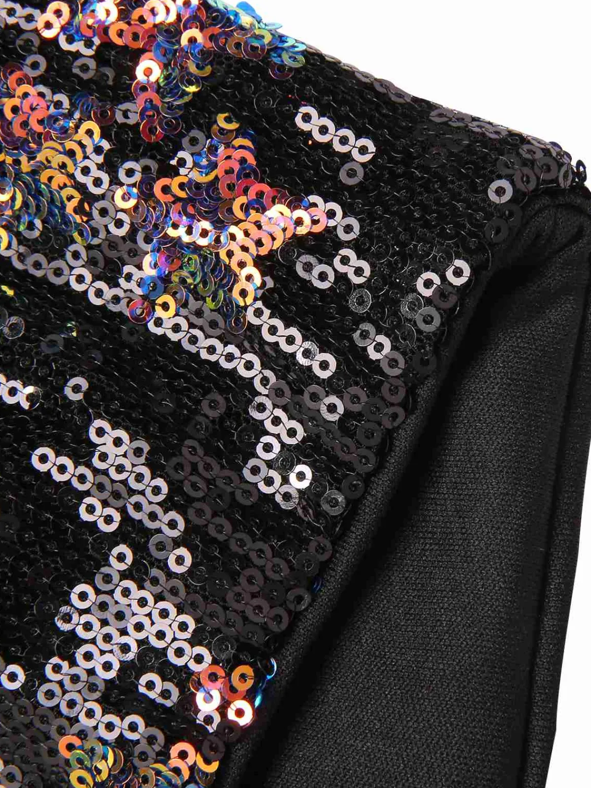 Best Retro Stage 1960s Stars Sequined Mesh Patchwork Dress Black