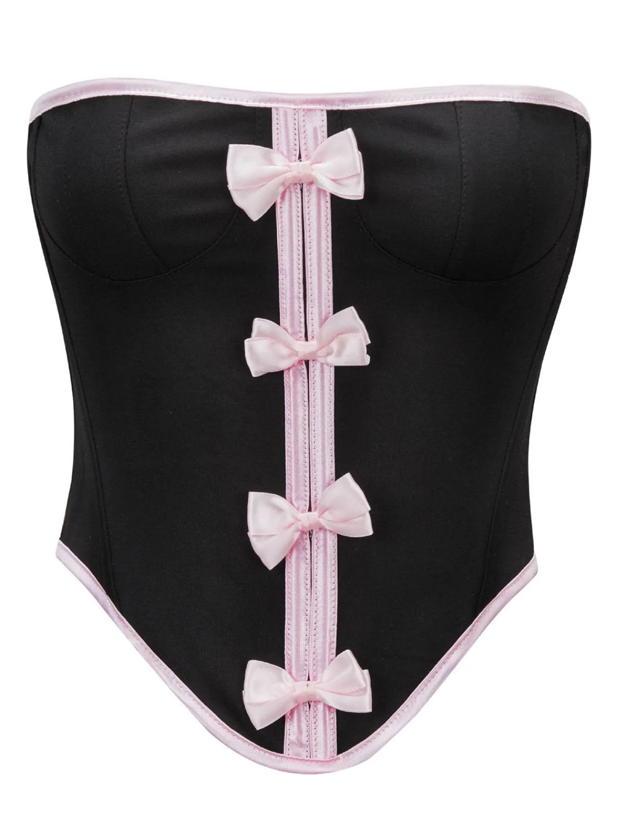 Best Retro Stage 1980s Steampunk Bowknots Bandeau Corset Black