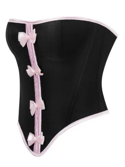 Best Retro Stage 1980s Steampunk Bowknots Bandeau Corset Black