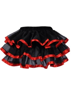 Best Retro Stage Black 1980s Steampunk Mesh Patchwork Cake Skirt