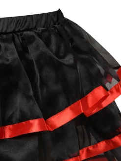 Best Retro Stage Black 1980s Steampunk Mesh Patchwork Cake Skirt