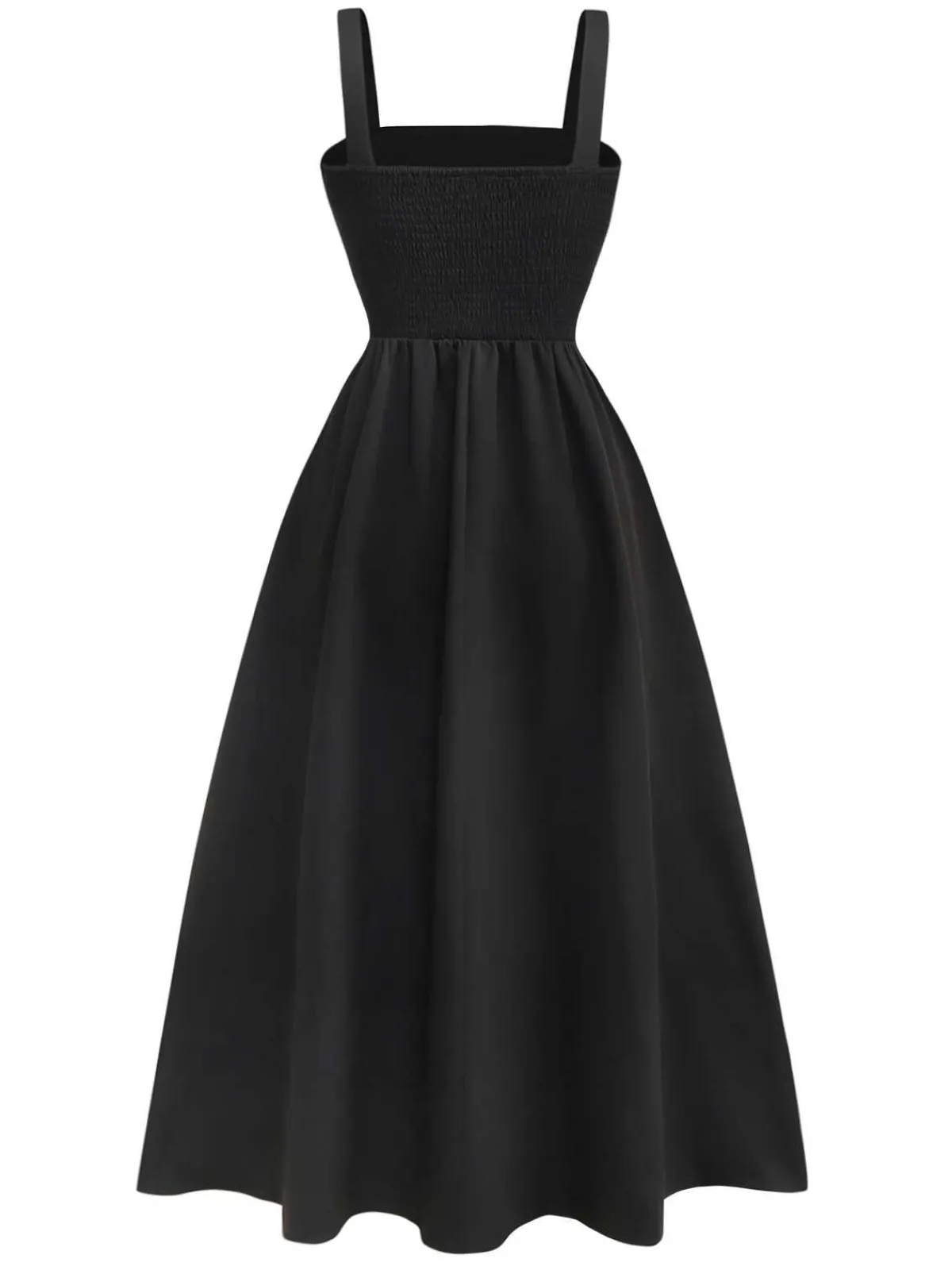 Best Retro Stage 1950s Strap 3D Daisy Solid Dress Black