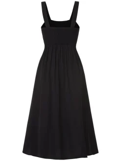 Best Retro Stage 1940s Strap Embroidered Floral Maxi Dress Black