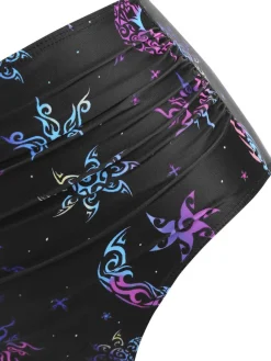 Discount Retro Stage 1980s Strap Neon Nebula Print Gothic Bikini Black