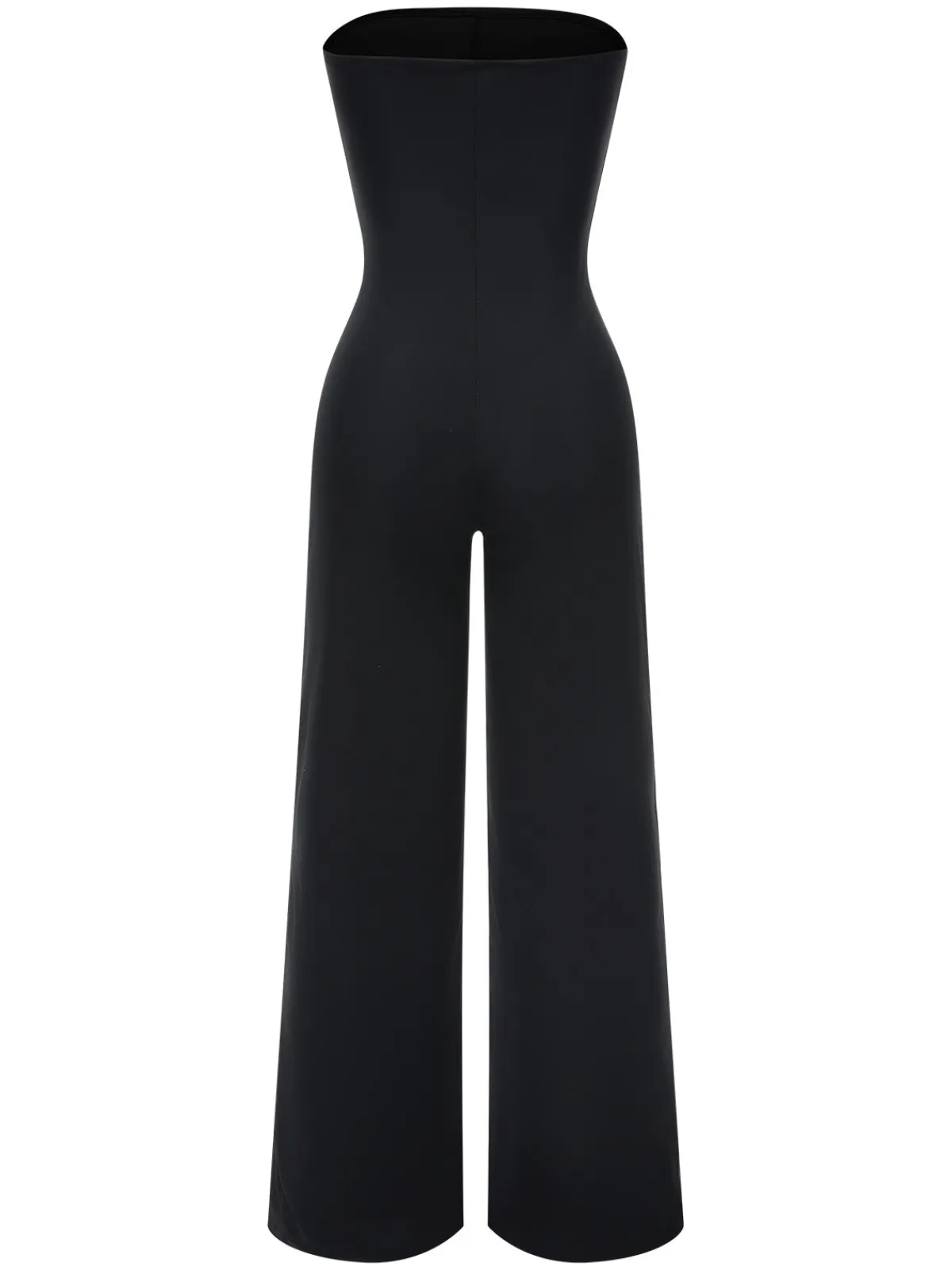 Sale Retro Stage 1960s Strapless Contrast Wrap Jumpsuit Black