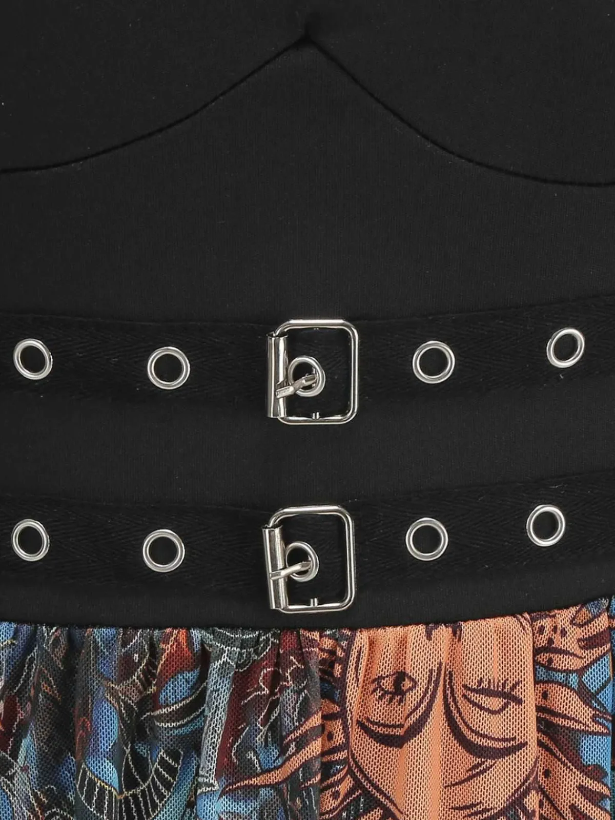 Online Retro Stage 1950s Sun Face Print Sleeveless A-line Dress Black