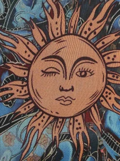 Online Retro Stage 1950s Sun Face Print Sleeveless A-line Dress Black