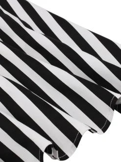 Hot Retro Stage 1950s Vertical Stripes Halter Dress Black