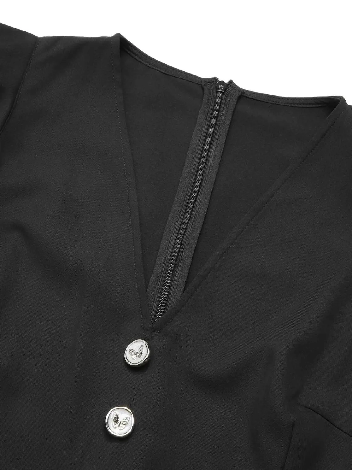Outlet Retro Stage 1950s V-Neck Bow Mesh Dress Black