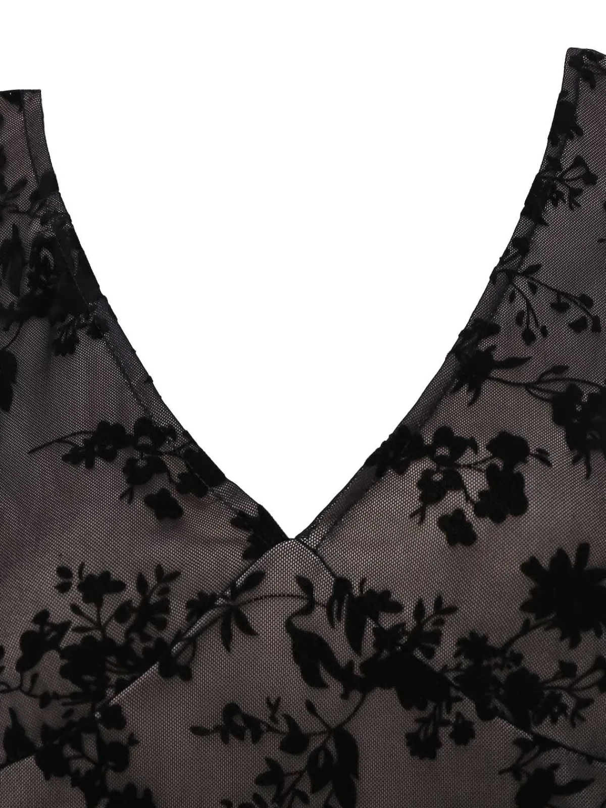 Sale Retro Stage 1960s V-Neck Floral Lace Bodycon Dress Black