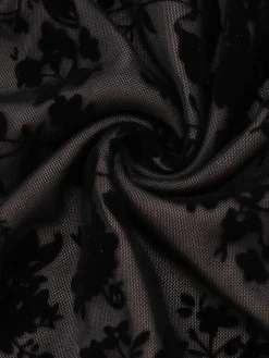 Sale Retro Stage 1960s V-Neck Floral Lace Bodycon Dress Black