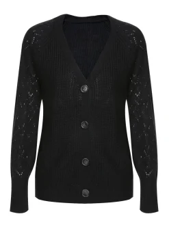 Best Retro Stage 1940s V-Neck Knitted Button Sweater Black