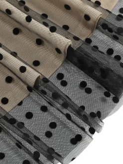 Hot Retro Stage 1950s V-Neck Polka Dot Mesh Dress Black