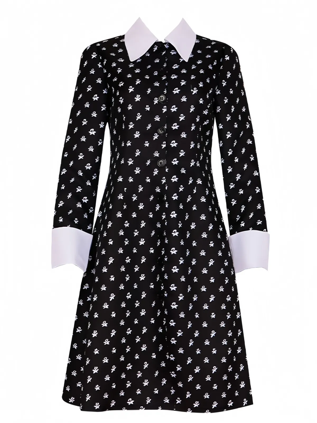 Sale Retro Stage 1940s Wednesday Addams Style Dress Black