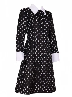 Sale Retro Stage 1940s Wednesday Addams Style Dress Black