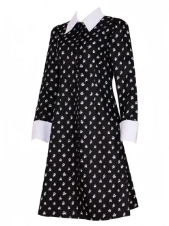Sale Retro Stage 1940s Wednesday Addams Style Dress Black