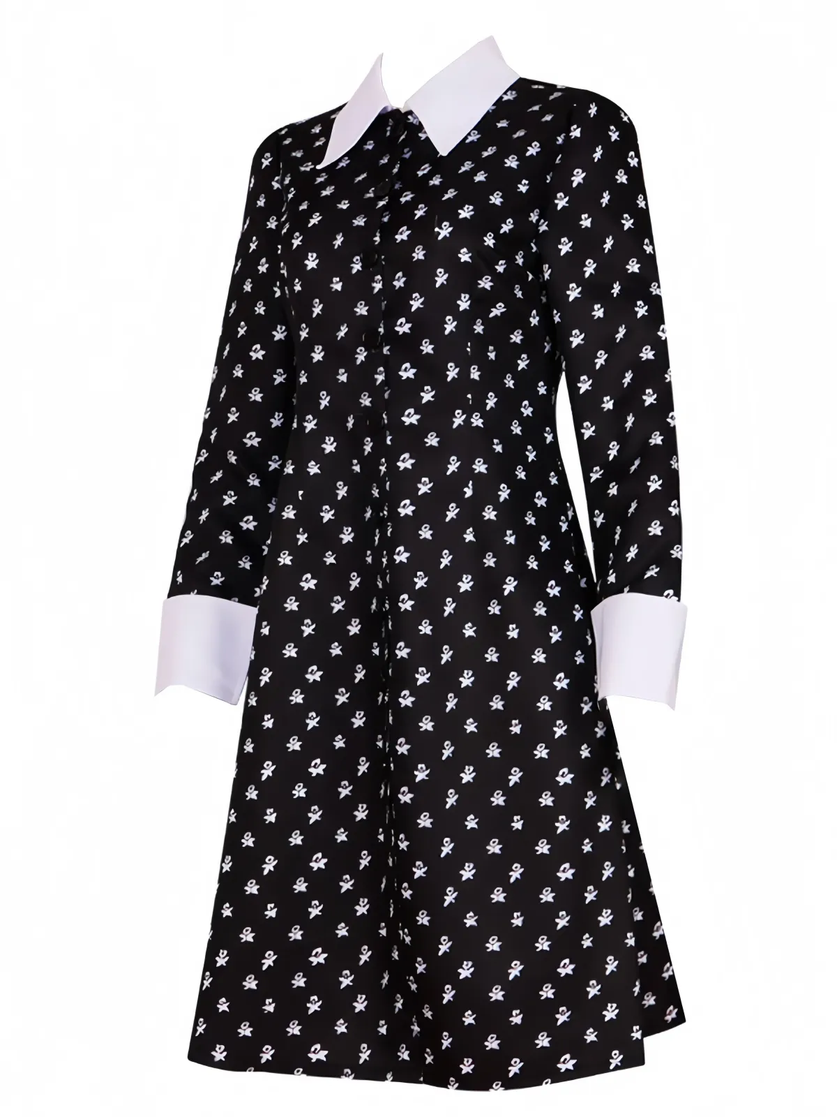 Sale Retro Stage 1940s Wednesday Addams Style Dress Black