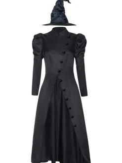 Fashion Retro Stage 1940s Wicked-Inspired Elphaba Witch Costume With Hat Black