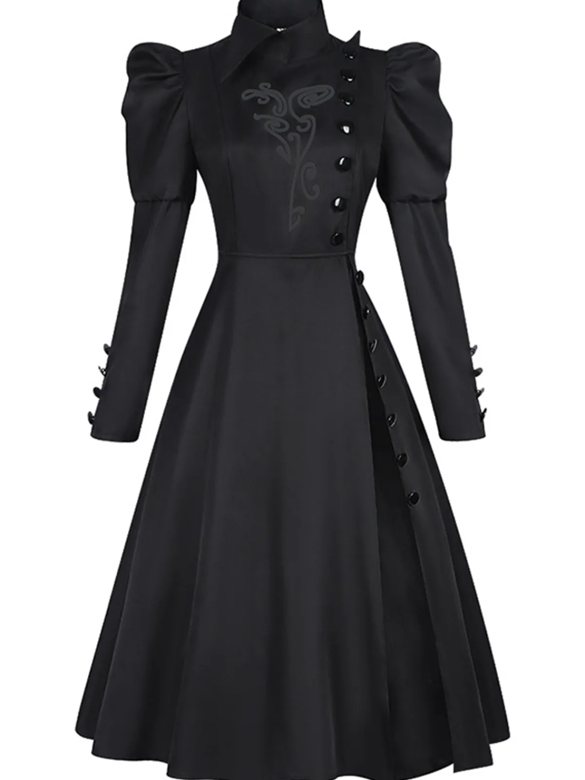 Clearance Retro Stage 1940s Wicked-Inspired Floral Witch Dress Black