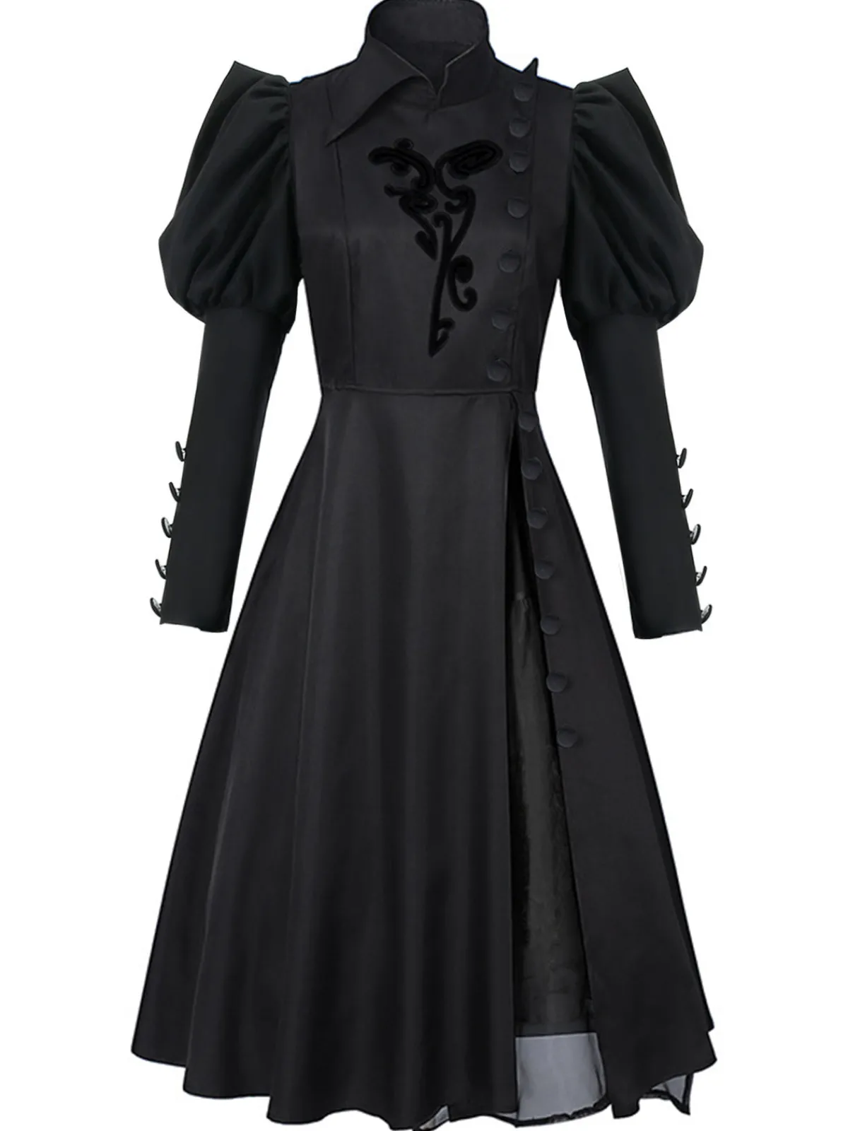 New Retro Stage 1940s Wicked-Inspired Floral Witch Dress Black