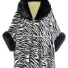 Online Retro Stage Black 1970s Zebra Fur Collar Cape Coat