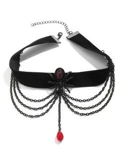 Outlet Retro Stage Black Spider Alloy Western Necklace
