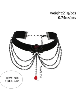 Outlet Retro Stage Black Spider Alloy Western Necklace