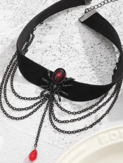 Outlet Retro Stage Black Spider Alloy Western Necklace