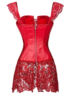 Best Retro Stage Black Steampunk Leather Gothic Lace Corset