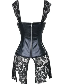 Sale Retro Stage Black Steampunk Leather Gothic Lace Corset