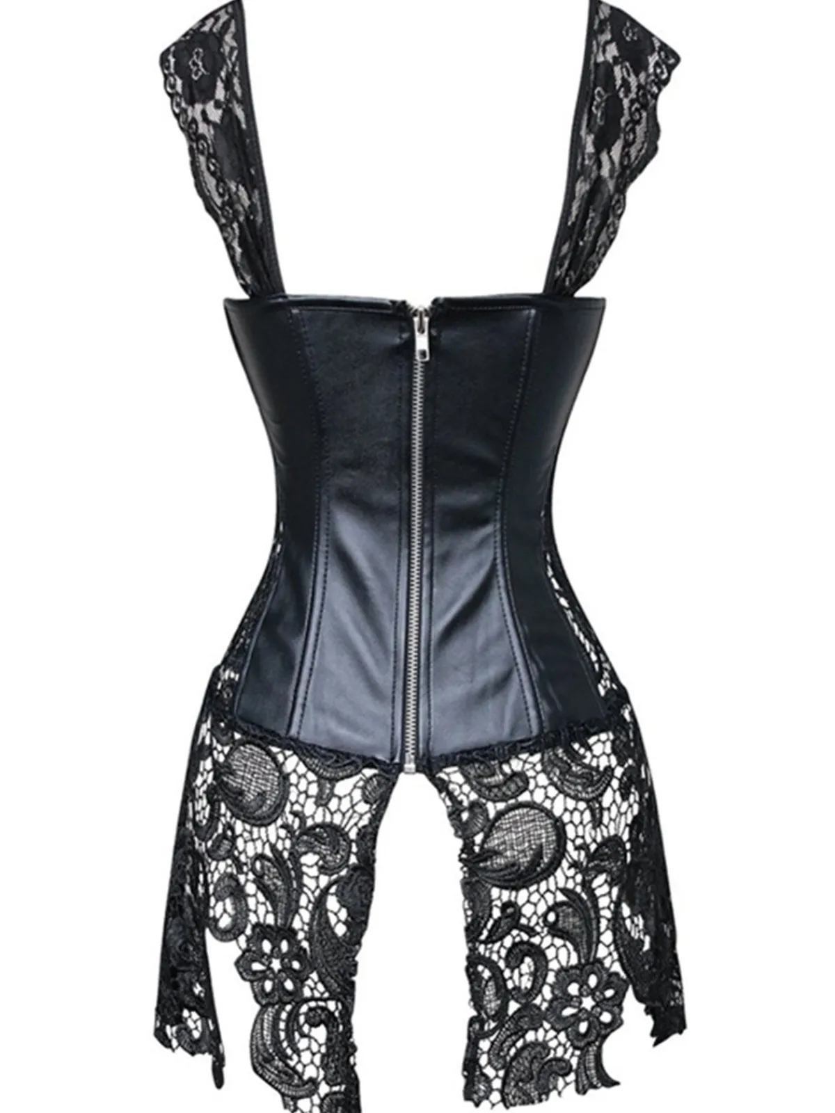 Sale Retro Stage Black Steampunk Leather Gothic Lace Corset