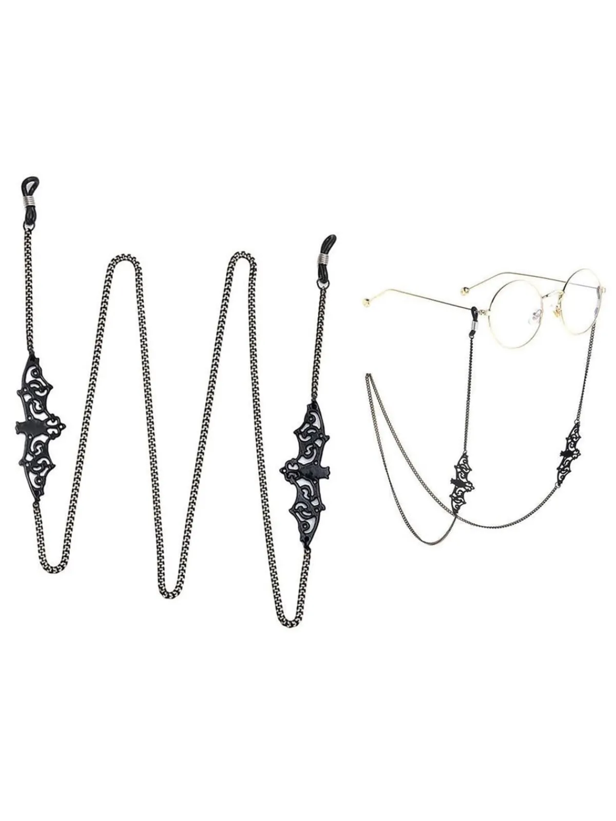 New Retro Stage Black Vintage Halloween Glasses Chain