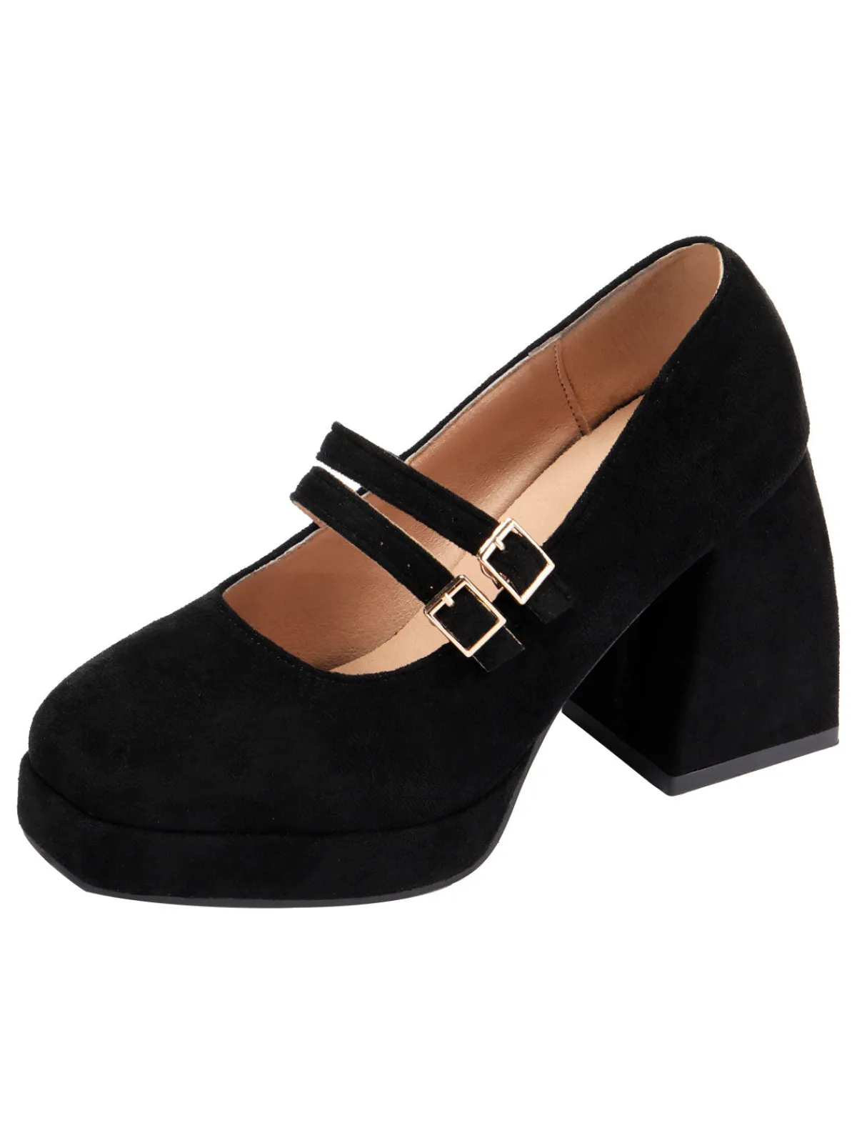 Best Retro Stage Vintage Velvet Tapered Mid Heels Shoes Black
